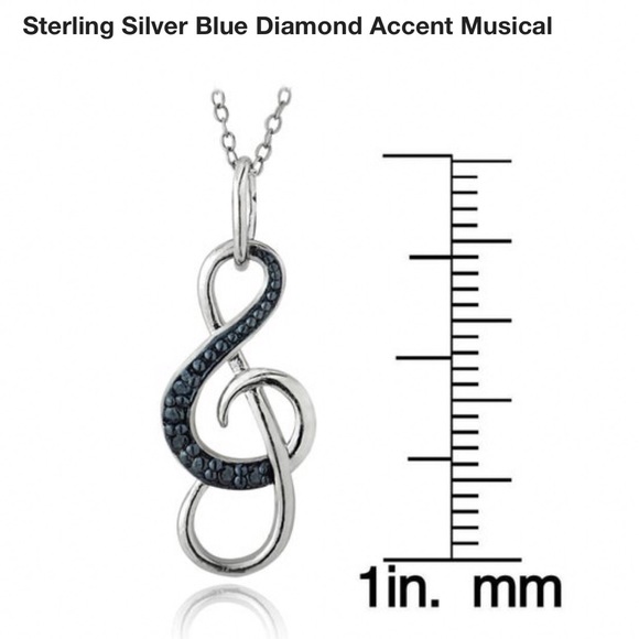 New Diamond music note necklace 925 - Picture 2 of 4